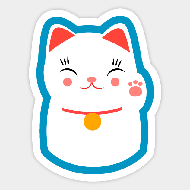 Lucky happy Japanese cat Sticker by EuGeniaArt